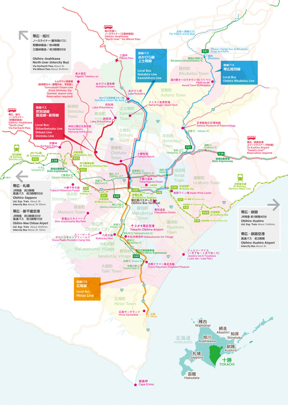 Public Transport Route Map of Tokachi